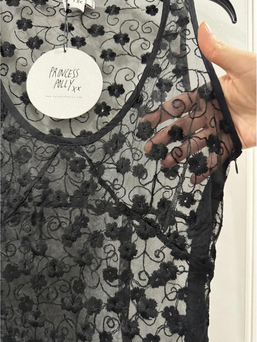 NWT Princess Polly Britton Black Floral Lace Sheer Sleeveless Maxi Dress Size 8 - Picture 5 of 9